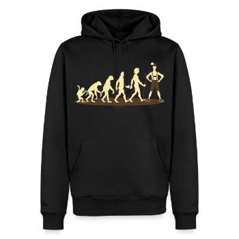 Evolution Bayer - RAHMENLOS Geschenk - Männer Premium Bio Hoodie - Schwarz - Vorne - Nico (187cm)