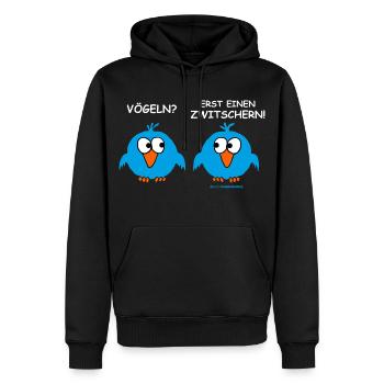 TD - Vögeln oder erst einen zwitschern - zwei - Männer Premium Bio Hoodie - Schwarz - Vorne - Nico (187cm)