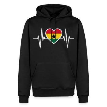 Ghana Flagge, Herzschlag Geschenk - Männer Premium Bio Hoodie - Schwarz - Vorne - Nico (187cm)