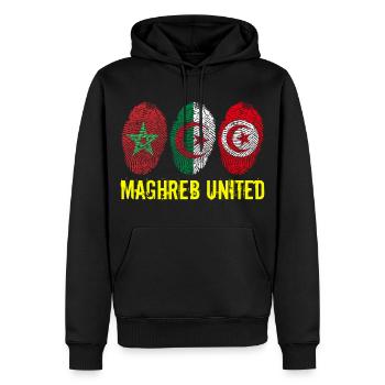 MAGHREB UNITED المغرب - Männer Premium Bio Hoodie - Schwarz - Vorne - Nico (187cm)