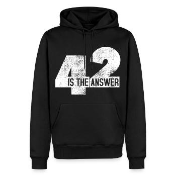 La réponse est 42 - Sweat à capuche Premium bio Homme - noir - Devant - Nico (187cm)