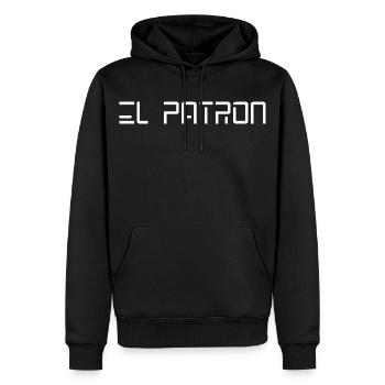 El Patron Typography – Cool Leader Motif - Men’s Premium Organic Hoodie - black - Front - Nico (187cm)