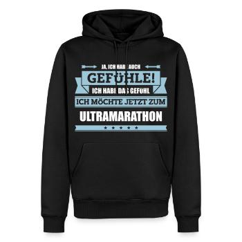 Lustiger Ultramarathon Spruch - Männer Premium Bio Hoodie - Schwarz - Vorne - Nico (187cm)