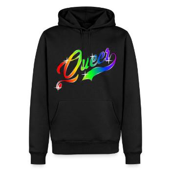 Queer LGBT Regenbogen Gay Pride CSD - Männer Premium Bio Hoodie - Schwarz - Vorne - Nico (187cm)