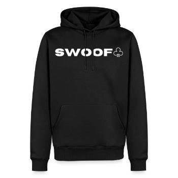 Swoof ♧ br schweiz Ich kann das Design nicht sehen - Männer Premium Bio Hoodie - Schwarz - Vorne - Nico (187cm)