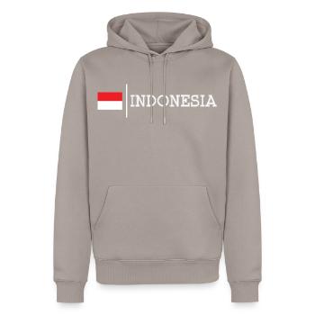 Indonesia - Men’s Premium Organic Hoodie - taupe - Front - Nico (187cm)
