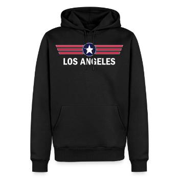 Los Angeles - Sweat à capuche Premium bio Homme - noir - Devant - Nico (187cm)