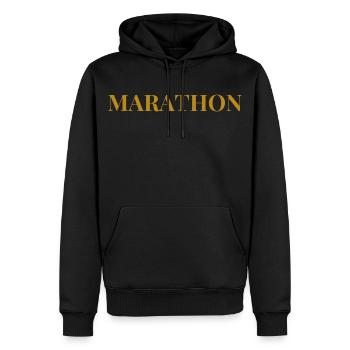 marathon - Sweat à capuche Premium bio Homme - noir - Devant - Nico (187cm)