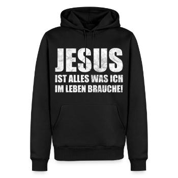 Jesus Christus ist alles / Christliches Geschenk - Männer Premium Bio Hoodie - Schwarz - Vorne - Nico (187cm)