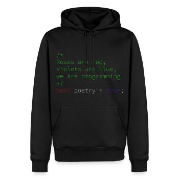 Poetic programming - Men’s Premium Organic Hoodie - black - Front - Nico (187cm)