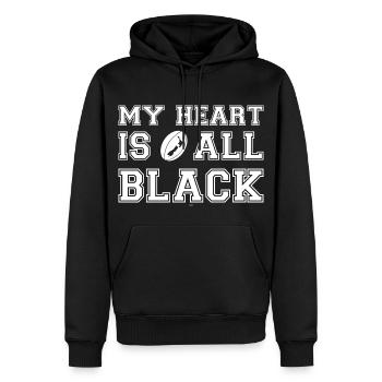 New Zealand My Heart Is All Black - Männer Premium Bio Hoodie - Schwarz - Vorne - Nico (187cm)