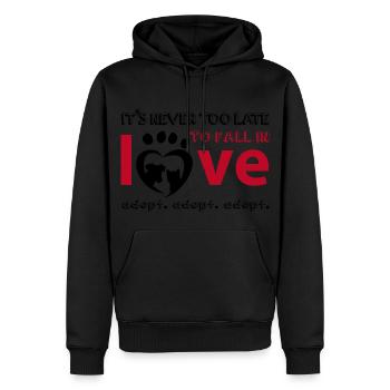 It's never too late to fall in love - Adopt! - Männer Premium Bio Hoodie - Schwarz - Vorne - Nico (187cm)