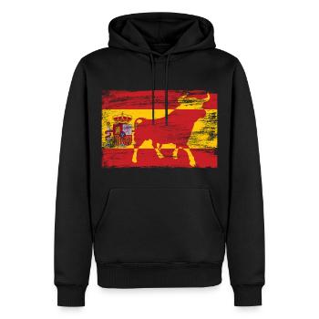 Espagne Drapeau du Taureau - Sweat à capuche Premium bio Homme - noir - Devant - Nico (187cm)
