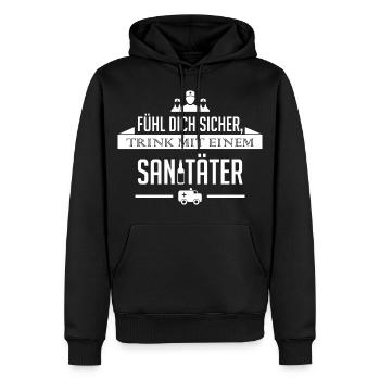 Fühl dich Nachts sicher, trink mit einem Sanitäter - Männer Premium Bio Hoodie - Schwarz - Vorne - Nico (187cm)