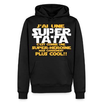 j'ai une super tata - Sweat à capuche Premium bio Homme - noir - Devant - Nico (187cm)