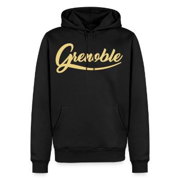 grenoble, old school - Sweat à capuche Premium bio Homme - noir - Devant - Nico (187cm)