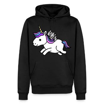 Unicorn Licorne Créatures Fabuleuses Dessin animé - Sweat à capuche Premium bio Homme - noir - Devant - Nico (187cm)