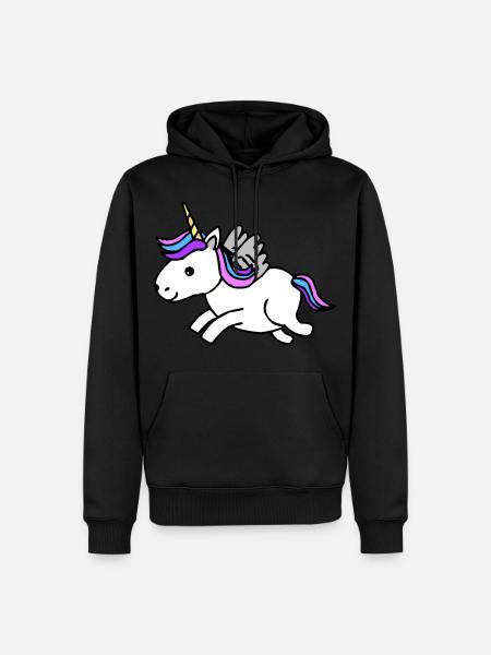 Unicorn Einhorn Fabelwesen Cartoon - Männer Premium Bio Hoodie - Schwarz