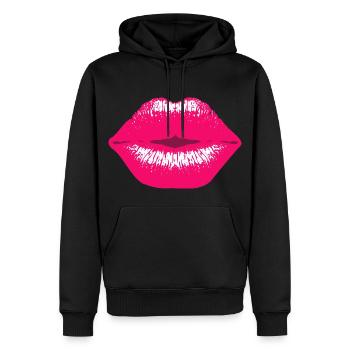 Pinker Kussmund Lipstick Lippenstift Schmatzer lip - Männer Premium Bio Hoodie - Schwarz - Vorne - Nico (187cm)
