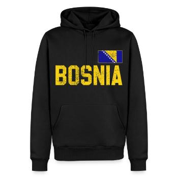 Bosnie - Sweat à capuche Premium bio Homme - noir - Devant - Nico (187cm)