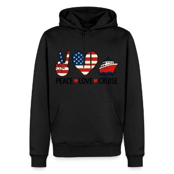 Frieden Liebe Kreuzfahrt USA Urlaubsmotiv - Männer Premium Bio Hoodie - Schwarz - Vorne - Nico (187cm)