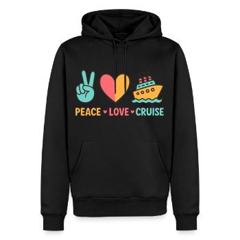 Peace Love Kreuzfahrt - Männer Premium Bio Hoodie - Schwarz - Vorne - Nico (187cm)