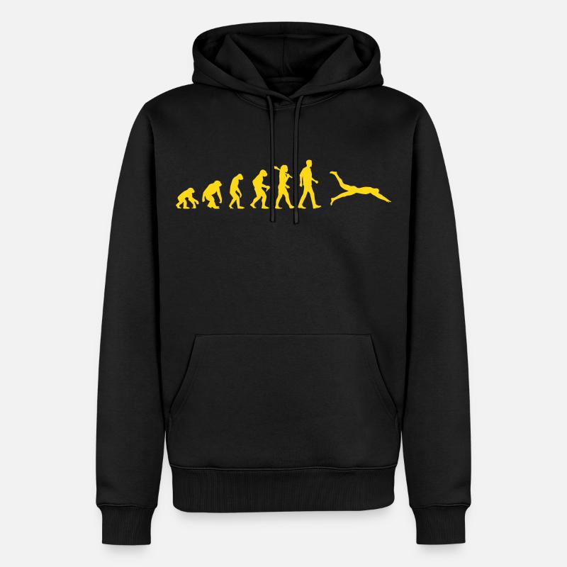 Schwimmer Evolution - Männer Premium Bio Hoodie - Schwarz