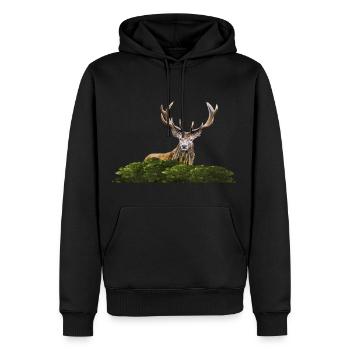 Cerf - Sweat à capuche Premium bio Homme - noir - Devant - Nico (187cm)