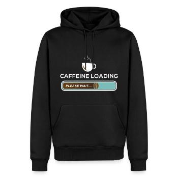 Caffeine Loading Pleas Wait Kaffee Bohne Koffein - Männer Premium Bio Hoodie - Schwarz - Vorne - Nico (187cm)