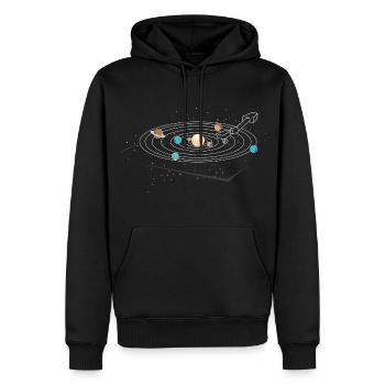 Turntable Vinyl Retro 70's 80's Planet - Men’s Premium Organic Hoodie - black - Front - Nico (187cm)