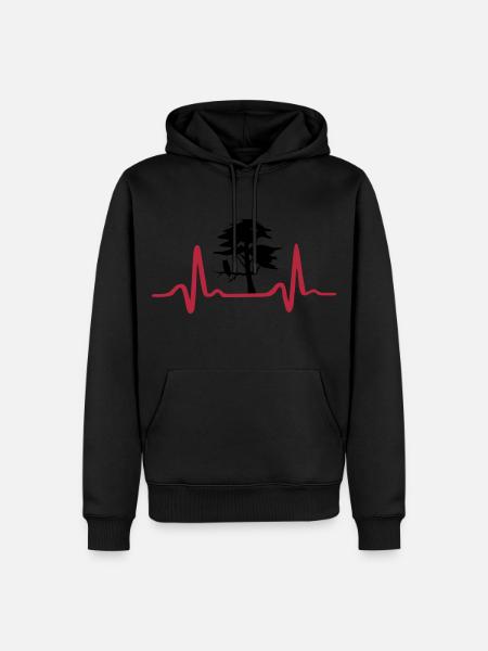 Nature Heartbeat, Tree & ECG - Men’s Premium Organic Hoodie - black
