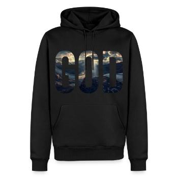 Dieu - Sweat à capuche Premium bio Homme - noir - Devant - Nico (187cm)