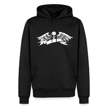 Skull - Männer Premium Bio Hoodie - Schwarz - Vorne - Nico (187cm)