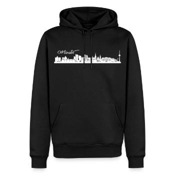 Münsteraner Skyline - Männer Premium Bio Hoodie - Schwarz - Vorne - Nico (187cm)