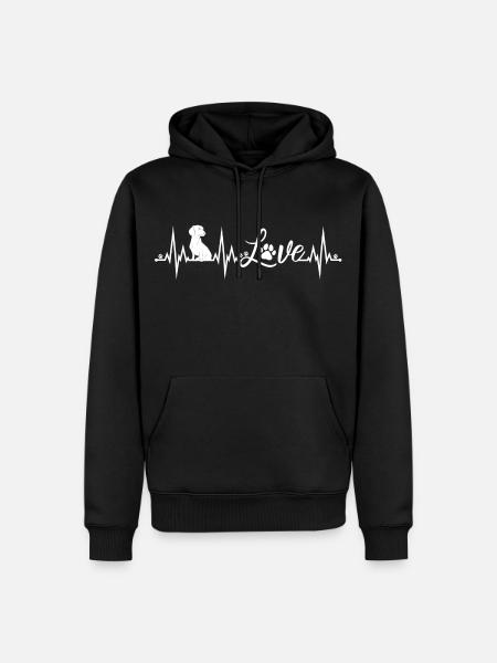 Dackel Herzschlag Dachshund Liebe Hund Teckel - Herre Premium økologisk hoodie - sort