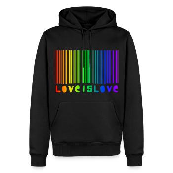 Love is Love LGBT Code à barres Arc-en-ciel Gay Pride - Sweat à capuche Premium bio Homme - noir - Devant - Nico (187cm)