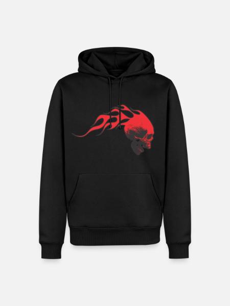Scull with flames - Men’s Premium Organic Hoodie - black