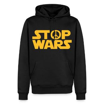 Stop Wars - Männer Premium Bio Hoodie - Schwarz - Vorne - Nico (187cm)