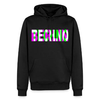 TECHNO BERLIN - Männer Premium Bio Hoodie - Schwarz - Vorne - Nico (187cm)