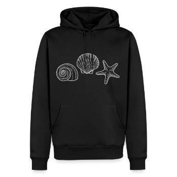 Coquillage, Étoile de mer, Escargot - blanc - Sweat à capuche Premium bio Homme - noir - Devant - Nico (187cm)