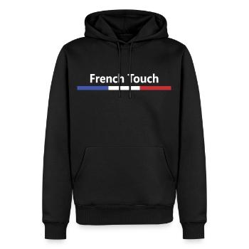FRENCH TOUCH, blue white red, French flag - Men’s Premium Organic Hoodie - black - Front - Nico (187cm)