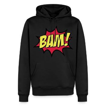 BAM ! - Sweat à capuche Premium bio Homme - noir - Devant - Nico (187cm)