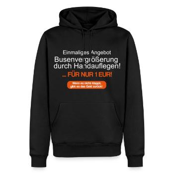 Busenvergrößerung per Handauflegen - Männer Premium Bio Hoodie - Schwarz - Vorne - Nico (187cm)