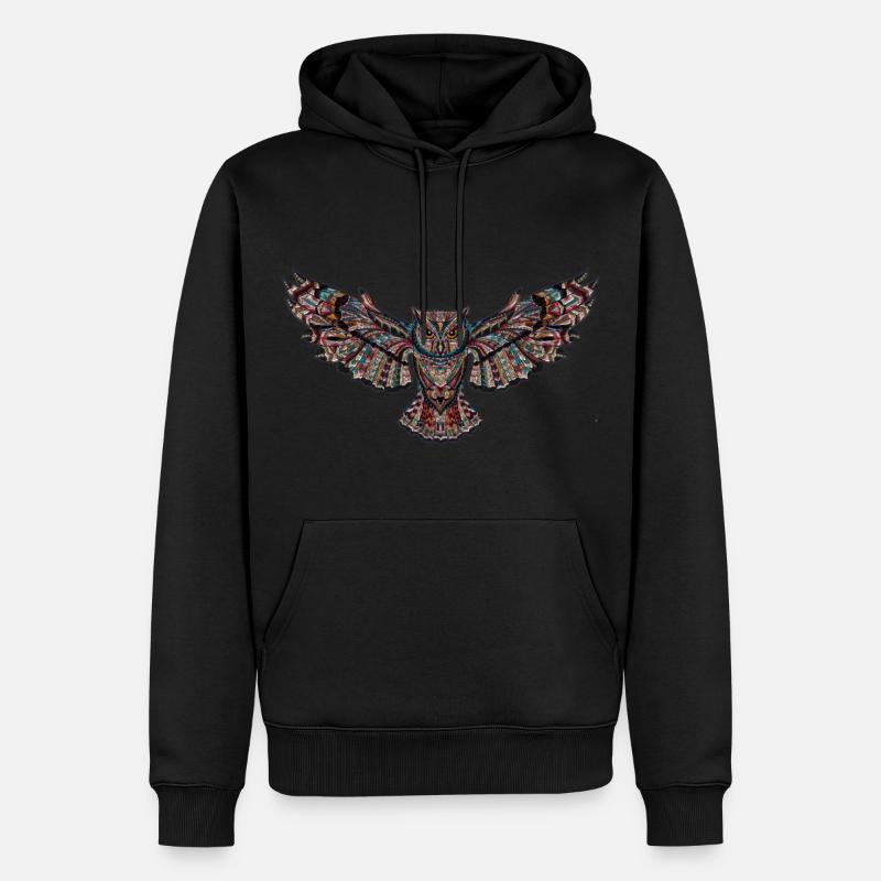 Eule - Männer Premium Bio Hoodie - Schwarz