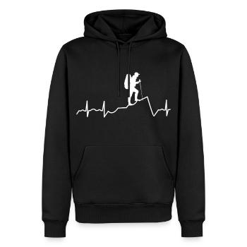 Herzschlag Wandern - Männer Premium Bio Hoodie - Schwarz - Vorne - Nico (187cm)