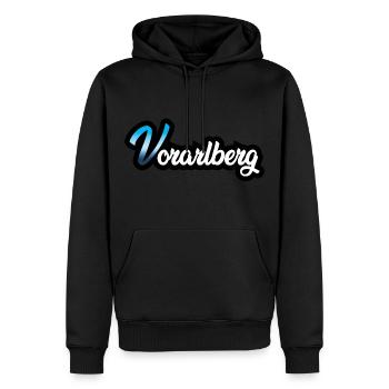 Vorarlberg fett - Männer Premium Bio Hoodie - Schwarz - Vorne - Nico (187cm)