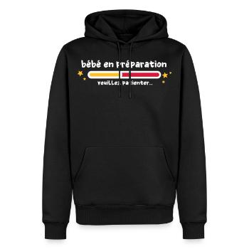 bébé en préparation - Sweat à capuche Premium bio Homme - noir - Devant - Nico (187cm)