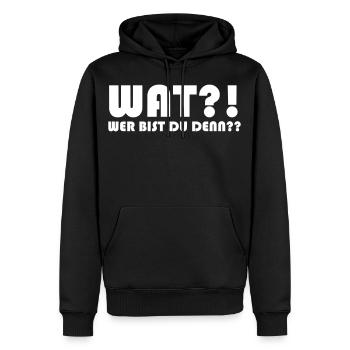 WAT wer bist du denn - Männer Premium Bio Hoodie - Schwarz - Vorne - Nico (187cm)