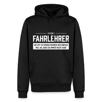 Ich bin Fahrlehrer - Männer Premium Bio Hoodie - Schwarz - Vorne - Nico (187cm)