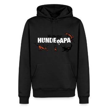 hundepapa - Männer Premium Bio Hoodie - Schwarz - Vorne - Nico (187cm)